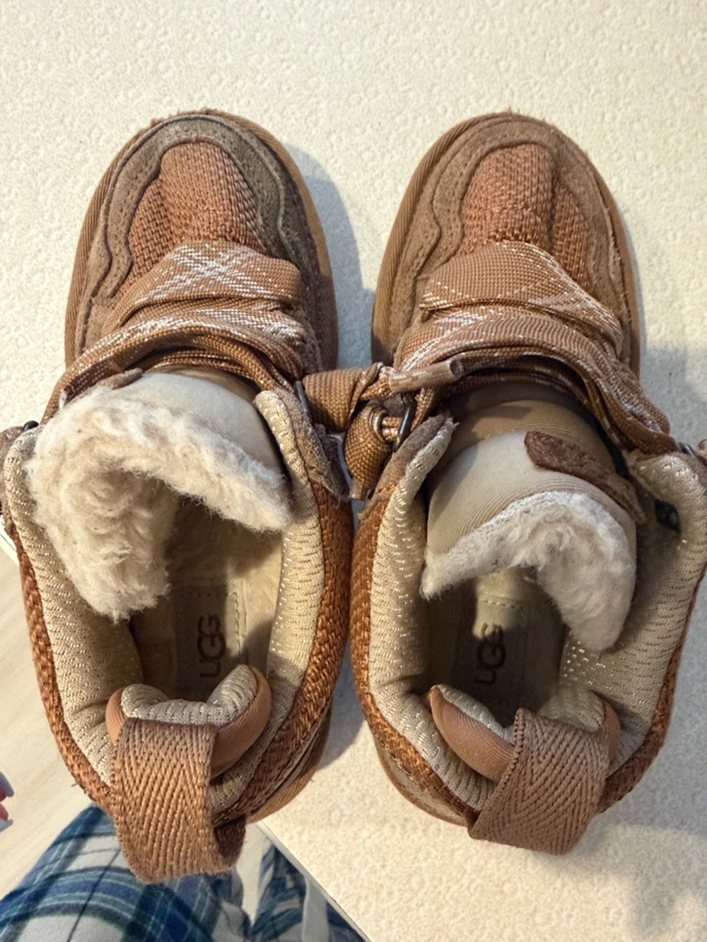 UGG Kids Tan Brown Lace-Up Cozy Boots - Picture 6 of 8